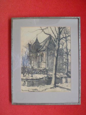 Verkocht.Pieck.Adri Pieck.1894-1982.Zicht op kerk.